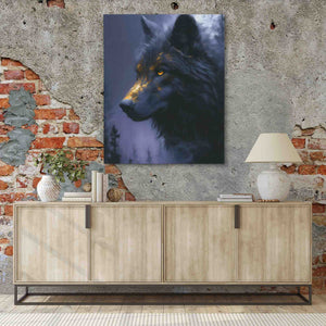 a painting of a wolf on a brick wall