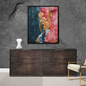 a painting hanging on a wall next to a chair