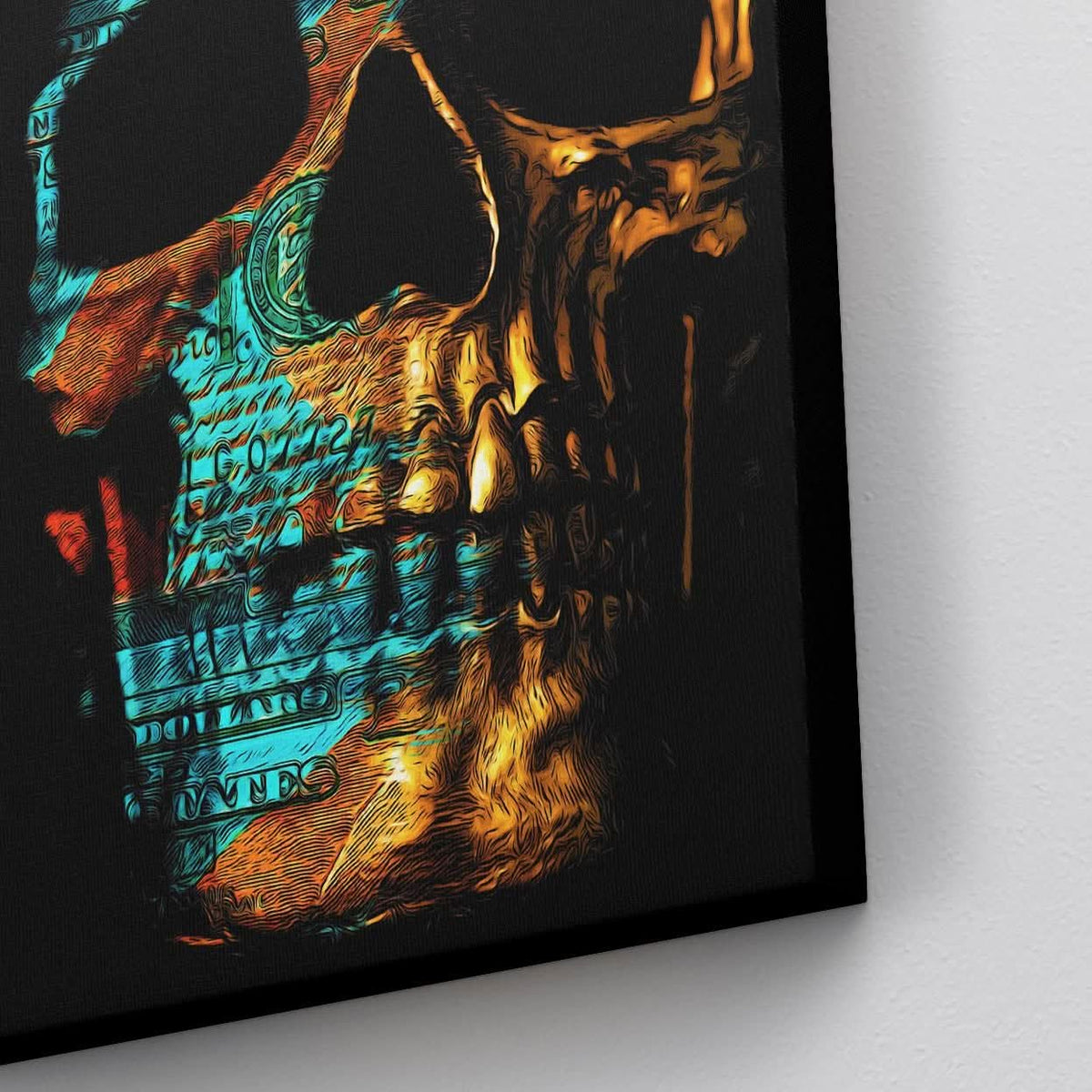 100$ Bill Skull - Large Canvas Print