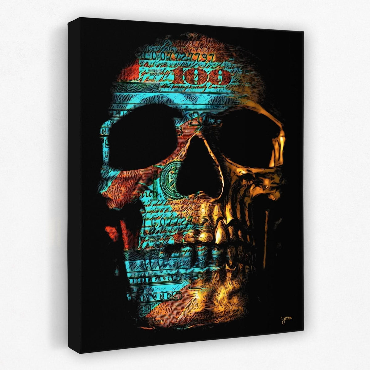 100$ Bill Skull - Entrepreneur Canvas Wall Art