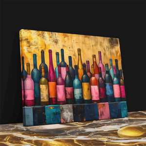 a painting of a bunch of wine bottles