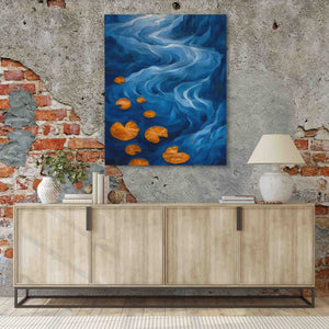 a painting hanging on a wall above a dresser