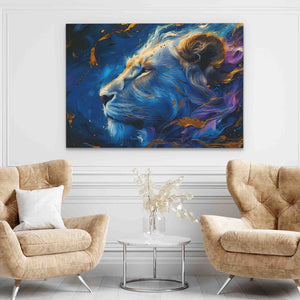 two chairs in a room with a painting on the wall