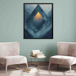 a living room with two chairs and a painting on the wall