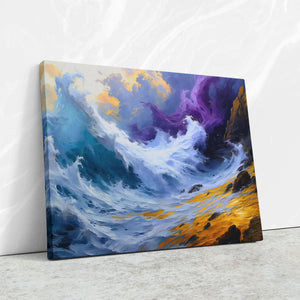 a painting of a large wave in the ocean
