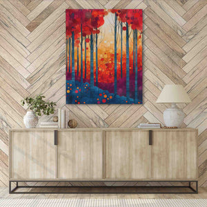 a painting hanging on a wall above a dresser