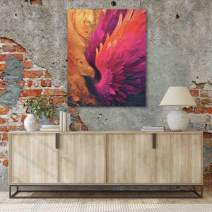 a painting of a bird on a brick wall