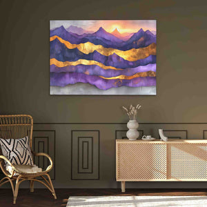 a living room with a painting on the wall