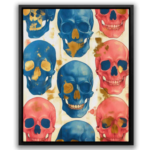 a painting of a bunch of skulls on a wall