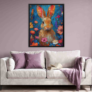 a living room with a couch and a painting on the wall