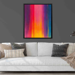 a living room with a couch and a painting on the wall