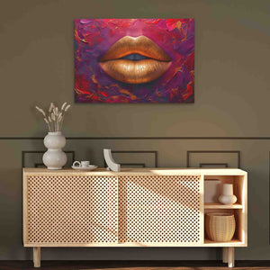 a painting of a woman's lips on a wall