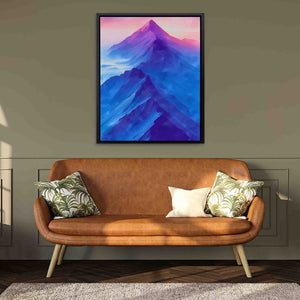 a living room with a couch and a painting on the wall