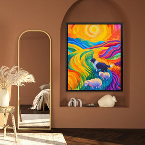 Sheepdog in Rainbow Fields