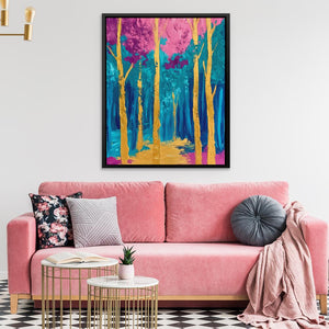 Surreal Gold and Pink Forest