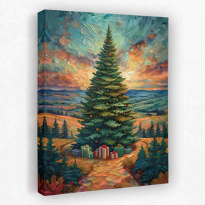 A Merry Christmas Tree - Christmas Canvas Wall Art