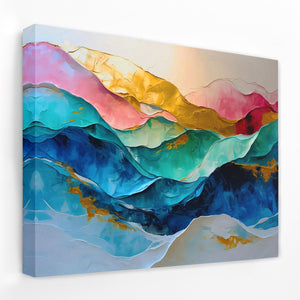 a painting on a wall with a white background