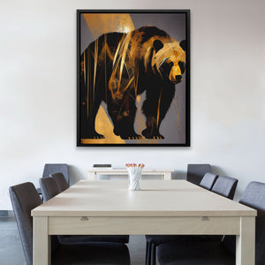 Abstract Black Gold Bear - Animals Art