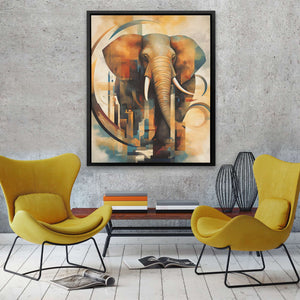 Abstract Elephant - Elephant Wall Art in Black Frame