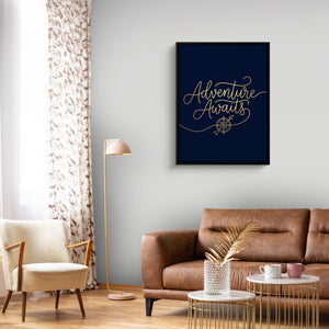 Adventure Awaits Line โ adventure awaits line sq curtains 1port framed black