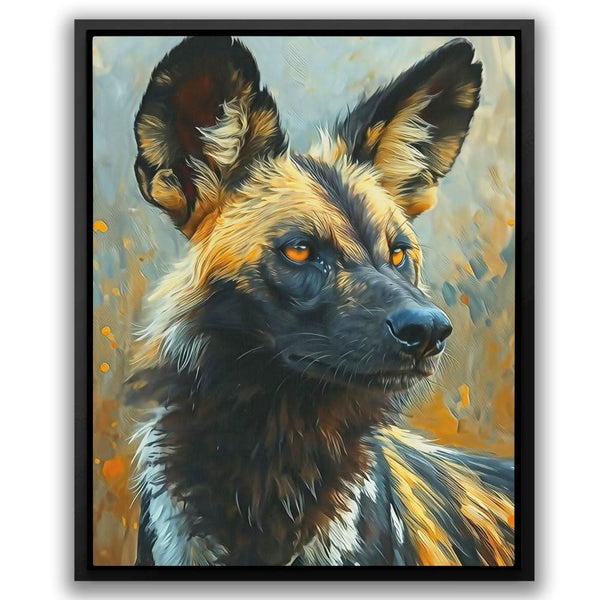 African Wild Dog in a room