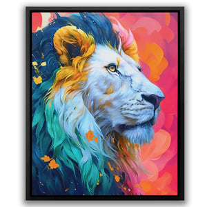 Albino Lion - Pink Animals Canvas Print