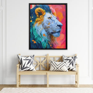 Albino Lion - Animals Wall Art in Black Frame