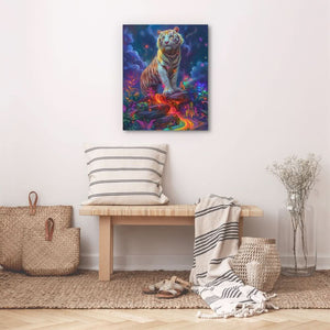Albino Tiger Surrealism - Large Abstract Canvas Print