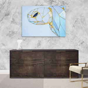 Albino Turtle Swimming - Luxury Wall Art
