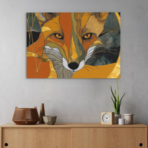 Amber Fox Portrait - Wall Art in Black Frame