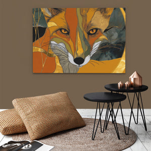 Amber Fox Portrait - Canine Wall Art in Black Frame