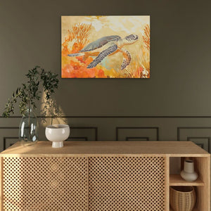 Amber Tide Turtle - Luxury Wall Art