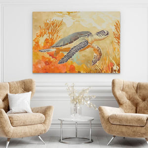 Amber Tide Turtle - Luxury Wall Art