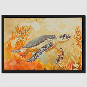 Amber Tide Turtle - Luxury Wall Art