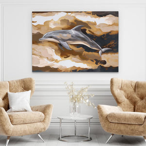 Amber Wave Dolphin - Luxury Wall Art