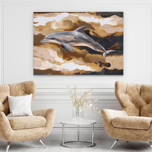 Amber Wave Dolphin - Luxury Wall Art