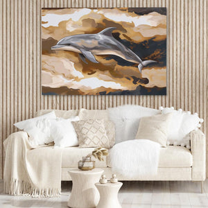 Amber Wave Dolphin - Luxury Wall Art