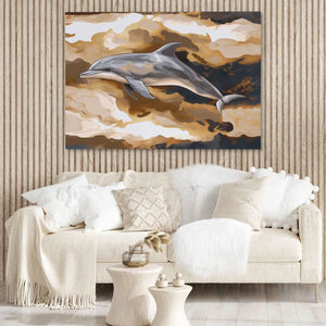 Amber Wave Dolphin - Luxury Wall Art