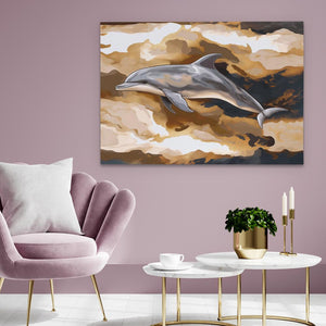 Amber Wave Dolphin - Luxury Wall Art