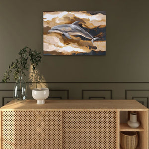 Amber Wave Dolphin - Luxury Wall Art