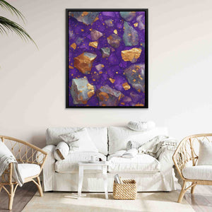 Amethyst Gold Flakes - Gold Canvas Wall Art