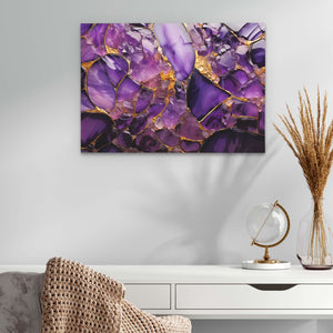 Amethyst Veins - Gemstone Wall Art in Black Frame