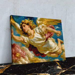 Angel's Golden Ascent - Large Canvas Print