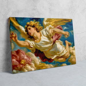 Angel's Golden Ascent - Gold Canvas Wall Art