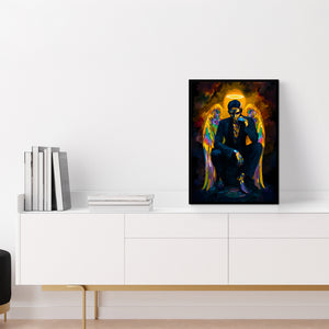 Angel's Weighty Crown - Figurative Colorful Canvas Wall Art