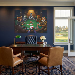 Animal Poker Night canvas wall art, room view