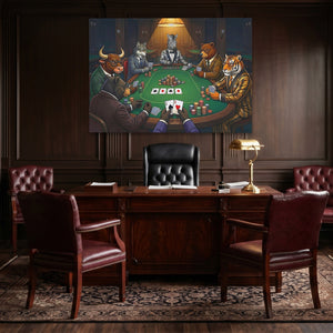 Animal Poker Night canvas wall art, room view