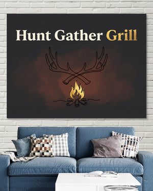 Antlers Campfire Glow โ antlers campfire glow psd white bricks blue couch 1land flush print