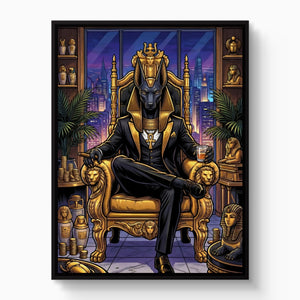 Anubis Throne Gold โ anubis throne gold white studio framed black