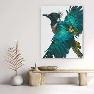 Aquamarine Hunter - Green Bird Canvas Print